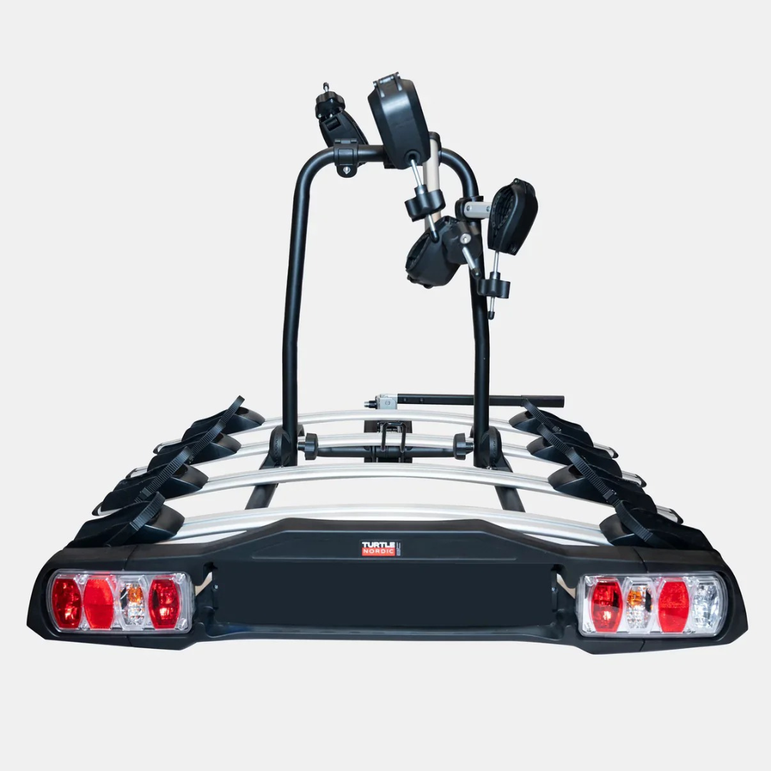 Cykelhållare Turtle Nordic – Dragkrok – För 4 cyklar – Låsbar & fällbar