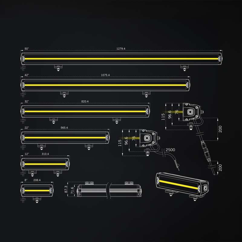 LED-ramp Strands Siberia XP DR 8″ – Gul/Vit Pos – 4 300 lm – E-godkänd IP69K