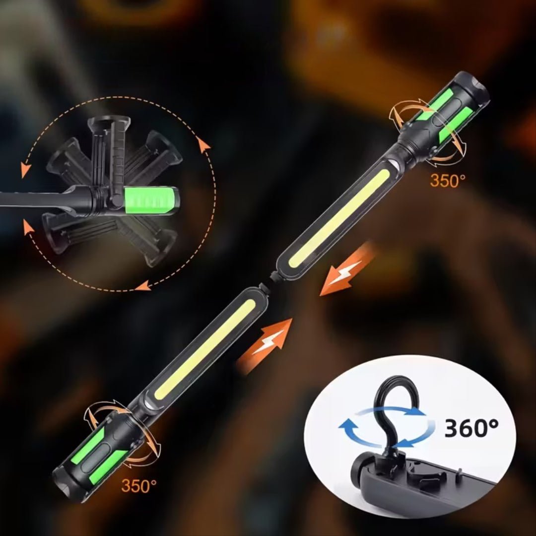 Uppladdningsbar LED Inspektionslampa 2400 lm – Magnetisk, USB-C, 3 Lägen